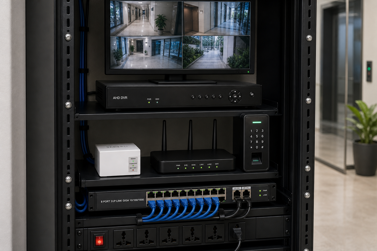 YADON CCTV AHD Mini DC UPS for apartment security and networking