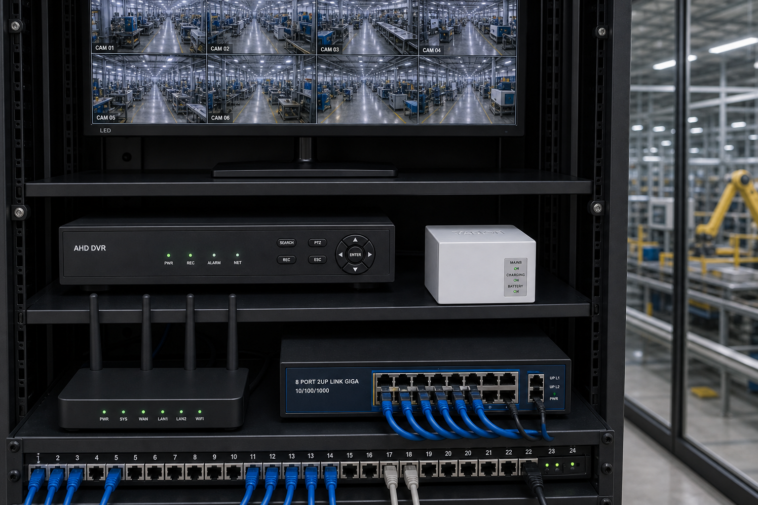 YADON CCTV AHD Mini DC UPS for factory surveillance infrastructure